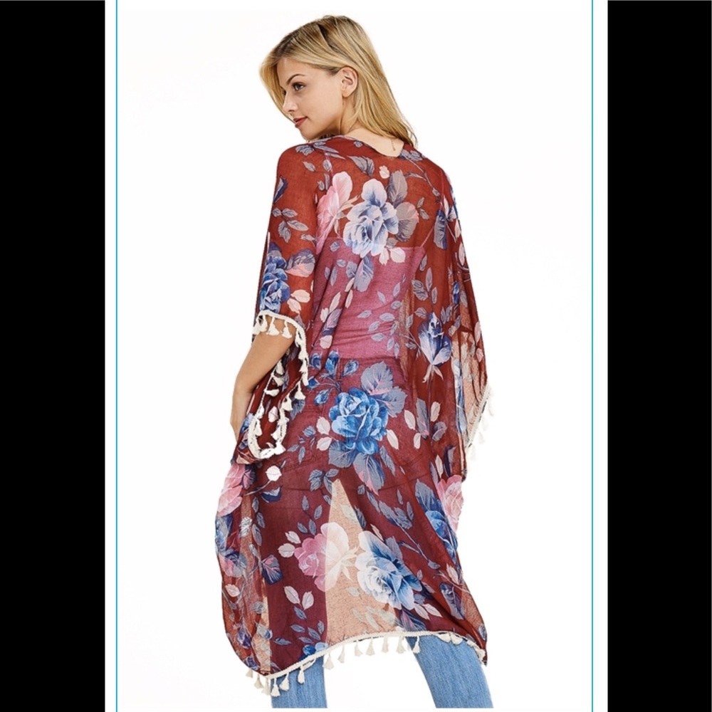 ❤️pretty red floral kimono - Picture 3 of 4